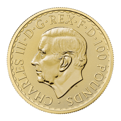 A picture of a 1 oz. Gold Britannia King Charles Effigy Coin (2023)